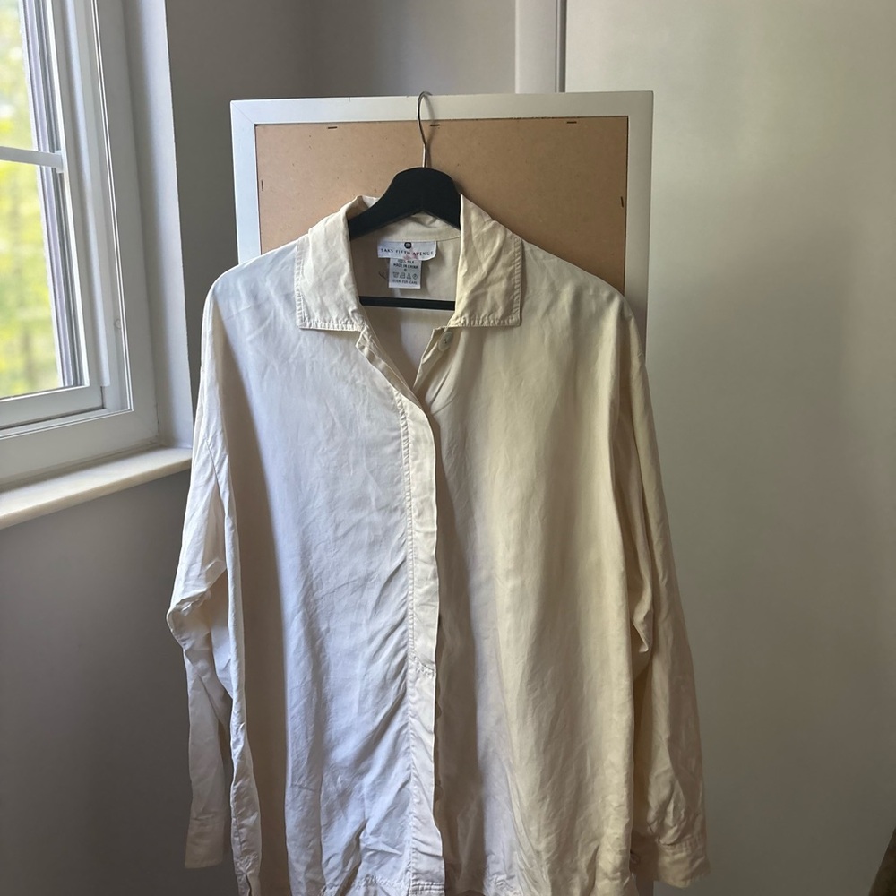 Saks Fifth Avenue 100% Silk Button-Up Shirt Size S